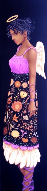 Free angel bookmark featuring an angel in a summer dress